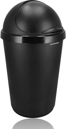 Papelera 50 L - Cubo de basura Cocina, Baño, & Más - Cestas de plástico con tapa deslizante - Cubo de basura para interiores (Negro)