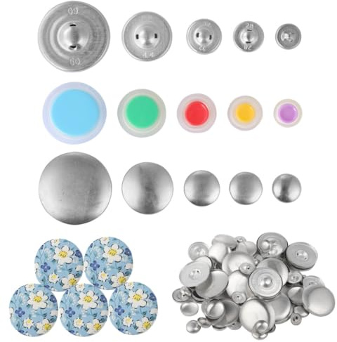 Button Making Kit For Diy Projects, Includes 5 Different Sizes, Button Fastening Tools, 100 Caps And 100 Button Backs For Custom Button Crafting