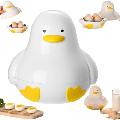 Microwave Egg Boiler – 4-Egg Cooker for Hard, Soft & Medium Boiled Eggs,Duck Shaped Poachers Boiled Egg Cooker Microwave Hardboiled Egg Maker,Microwave Egg Cooker, Quick & Easy, Microwave Safe