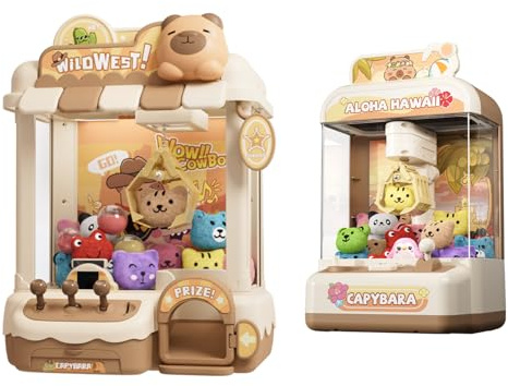 Joyfox Mini Claw Machine for Kids, Cute Capybara Vending Machine for Girls Age 5-6, Candy Grabber Dispenser with Plush Toy and Capsule for Boys, Birthday Gifts for Age 3+, Perfect for Family, Party