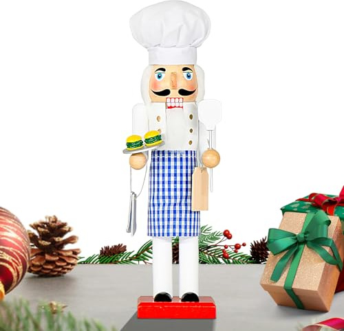 Genérico Muñecos Cascanueces,Cascanueces De Cocinero Coleccionable De 35 Cm | Coleccionables Navideños para Mesa Chimenea Estantería Escritorio Decoración Festiva