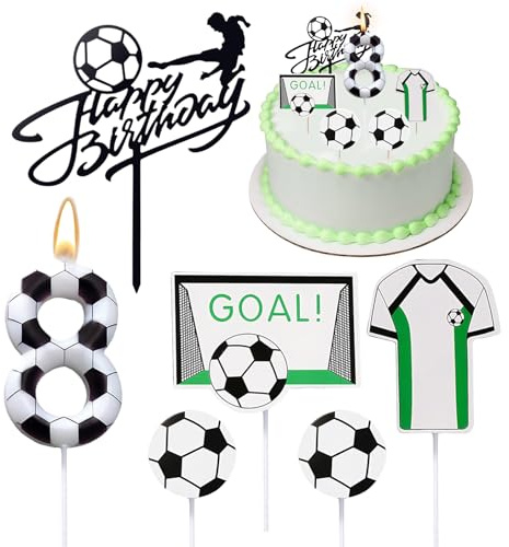 Geburtstagskerzen Zahlen,Kerzen Geburtstag8,Fussball Deko Geburtstag Kinder,Fussball Torten Dekor,8 Geburtstag Junge KuchendekoFussball geburtstag Deko,Tortendeko