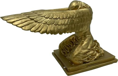Statua Decorativa in Resina innovativa dell'angelo dell'arca, Statua con Finitura Dorata per Oggetti di Scena cinematografici da Interno ed Esterno, Statua dell'angelo dell'arca inginocchiat