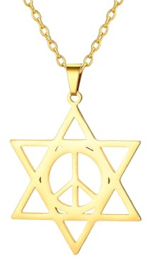 LIKGREAT David Star Halsband Fredssymbol Halsband Hexagram Hänge Rostfritt stål Jewish Protection Smycken Hippie Party Tillbehör, talla única, Rostfritt stål, Ingen ädelsten