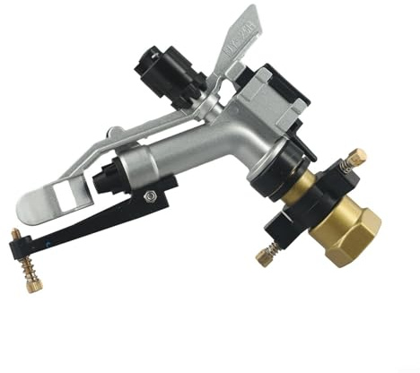 Aspersor de riego ajustable de 360° para granja agrícola con rosca NPT de 1 pulgada, caudal de 7-10.2 m³/h, radio de pulverización de 20-26 m, cobre y aluminio