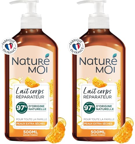 Naturé Moi – Lait Corps Réparateur au Miel Bio du Limousin et à l'Huile d'Avocat - Nourrit et Répare les Peaux Extra Sèches - 97% d'Origine Naturelle - 500 ml - Fabriqué en France (Lot de 2)