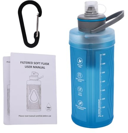 doorslay Système de filtre à eau pliable – Structure en TPU de 700 ml pour intégrer une membrane filtrante et une fibre de carbone activée pour la course, la randonnée, les voyages, le cyclisme, la