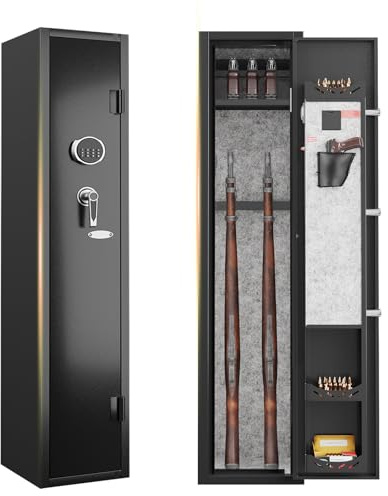 KAER 2-3 Gun Safe with Digital Keypad, Rifle Safe for Home, Secure Gun Cabinets for Rifles and Shotguns with Removable Shelf, Heavy-Duty Alloy Steel Security Safe for Bedroom Closet or Garage