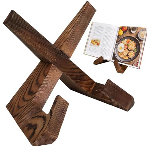 Supporto per ricettario, scaffale pieghevole in legno per cucina, espositore regolabile con base robusta, organizer decorativo in legno per libri di cucina, supporto per tablet, scrivania da lavoro