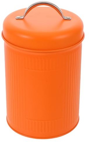 MOBUTOFU Vintage Orange Airtight Cookie Container with Handle Tinplate Metal Storage Organizer for Kitchen Counter Pantry Organization and Decorative Food Storage