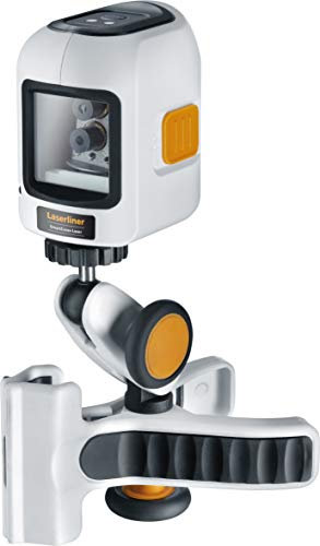 LASERLINER - SmartCross-Laser Set - Laser-Nivellier - Horizontaler und vertikaler Laser - Reichweite 10m - Rotes Kreuz - Automatische Ausrichtung - Klemme und Universalbefestigung - Leicht einstellbar, Schwarz/Weiß