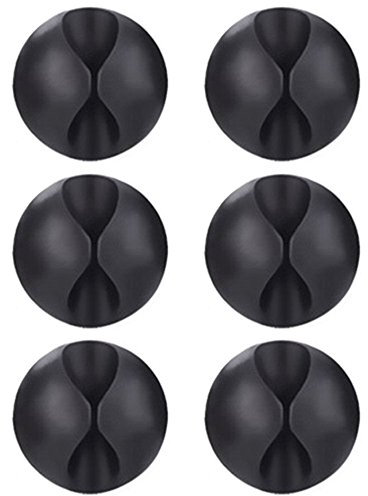 U-Horizon Lot de 6 clips de câble pour câble X, multi du bureau au câble d'alimentation, USB, écouteurs, ordinateur portable TV à la maison, au bureau, noir
