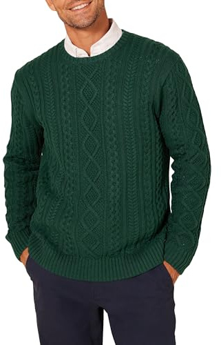 Amazon Essentials Men's Long-Sleeve 100% Cotton Fisherman Cable Crewneck Jumper
