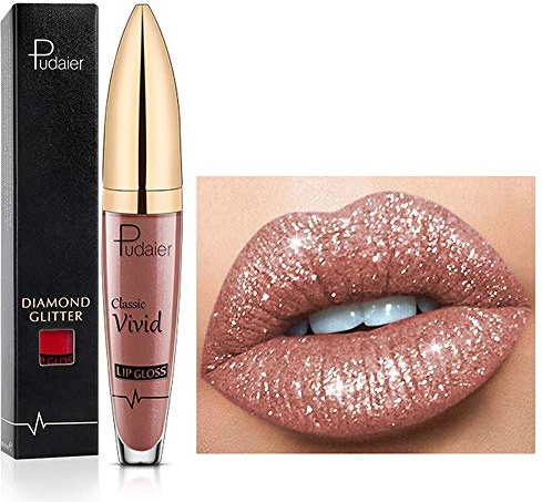18 Farben Diamant glänzender langanhaltender Lippenstift,3D Shining Stars Perlglanz Lipgloss,Shimmer Metallic Texture Liquid,lang anhaltender Lipgloss,wasserdichte langlebiger Not Stick Cup (11)
