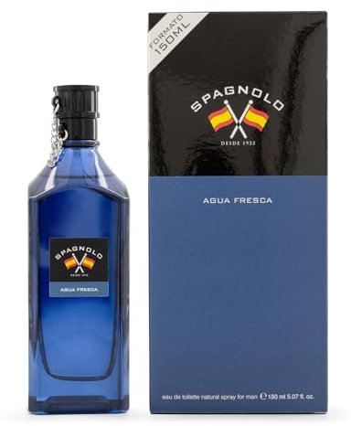 SPAGNOLO - Agua Fresca 150 ml, Colonia Hombre, Perfume Formato Spray, Eau de Toilette Natural y Masculina, Aroma Oriental Amaderado, Fragancia Fresca, Clásica y de Larga Duración