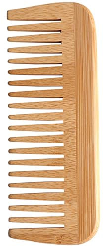 Peigne en Bois Antistatique - Démêlant pour Cheveux en Bambou Naturel pour Hommes et Femmes - Dents Larges pour Tous Types de Cheveux