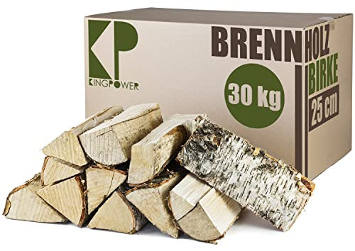 Legna da ardere 30 kg Per stufe e camini Caminetto Braciere Griglia Legna da ardere di betulla Legna di betulla Legna da ardere 25 cm Kingpower
