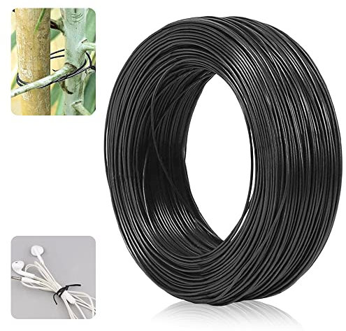 TANCUDER Filo di Tensione Zincato 1,1 mm x 100 m, Filo di Ferro Ricotto, Filo di Ferro Plastificato, Fili per Bonsai da Giardino Supporti per Alberi, Finitura Filo, Attacco per Fiori di Piante - Nero
