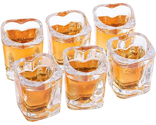 Srgeilzati Heart Shaped Shot Glasses Cute Bar Cart Accessories | Bar Cart Decor 2oz (6, Clear)