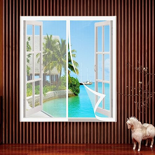 Mosquito Insect Mesh 285 x 265 cm(112 x 104inch) Magnetic Insect Mesh Fly Screens Window Mosquito Net Anti-Tearing for Sliding Windows French Windows skylights, White