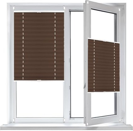 Plissee nach Maß zum Kleben, 60 x 100 cm Sonnen-Sicht, und Sichtschutz, Easyfix Plisseeroll Rollo Klemmfix ohne Bohren, für Schlafzimmer Badezimmer, Taupe