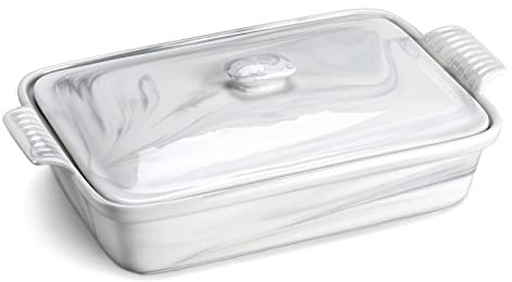 Huangj-0527 Baking Pans Rectangular Baking Pan Marble Grey Bakeware With Lid Household Baking Dish Mold-Heavy-Duty Pastry Mold Souffle Mould Bakeware Set