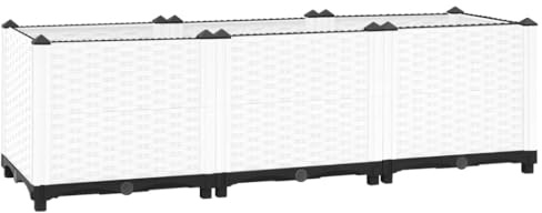 Tino Tech Jardín alto 120 x 40 x 38 cm PP Macetas para exterior Jardinera cama de flores cama elevada jardinera para cultivos de hierbas, bancal de plantas, bancal de verduras, color blanco
