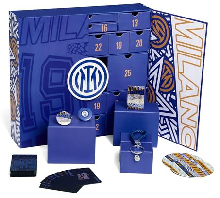 Inter - Calendario dell'Avvento, 25 prodotti a tema Inter, Idea regalo natale, Prodotto Ufficiale, Vivi l'attesa del Natale con i colori nerazzurri