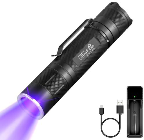 UltraFire UV Taschenlampe 365nm LED Schwarzlicht, 10W Ultraviolette Taschenlampe, 2 Modi UV Licht für Aushärtungsharze, Urinflecken von Haustieren, Fluorescent Agent, Leckdetektor