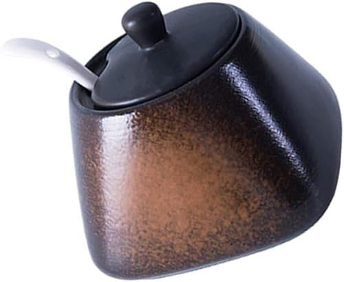 tazón de cerámica de azúcar, Salero Cuenco de sal Tarro de condimentos de cerámica, salero con tapa Olla de azúcar de porcelana Tarro de condimentos de porcelana for cocina Azucarero de cerámica for e