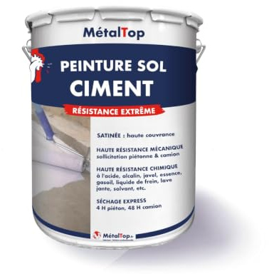 Metaltop - Peinture Sol Ciment - Noir signalisation - RAL 9017-1 L - Renforce et protège durablement les sols en béton et ciment