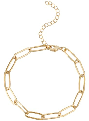 Beebeecraft 5 Stück Büroklammer Armband 18 Karat Vergoldete Messing Gliederarmbänder Für Frauen Zierliche Kette Mit Karabinerverschluss Für Weihnachten DIY Schmuckzubehör Armbandherstellung