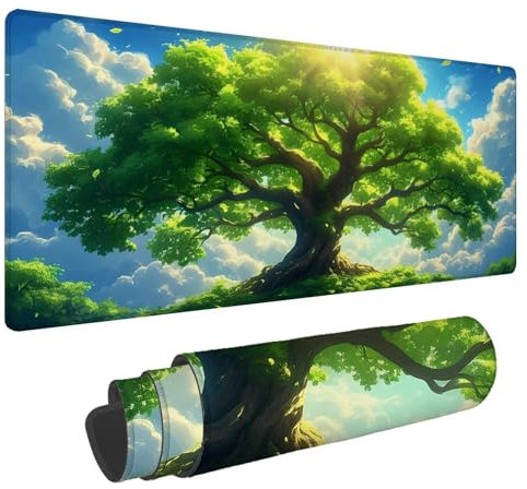 Tapis de Souris Vert Tapis de Souris XXL Arbre 1500x800x4mm Tapis Souris Gamer, sous Main Bureau Ordinateur Portable, Mouse Pad Bords Cousus Caoutchouc Antidérapante, pour Souris et Clavier A-21