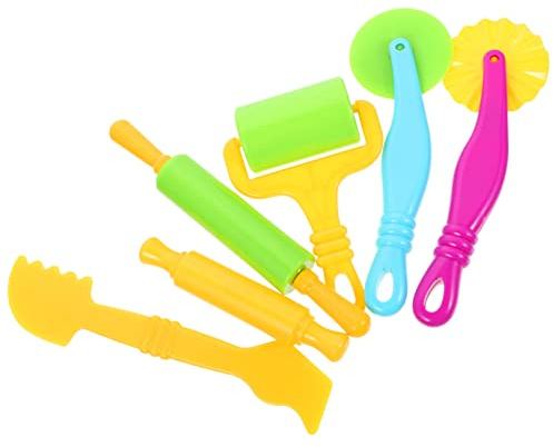 BEBEMOKO 6pcs Hand-Made Dough Tools Set for Boys and Girls, Colorful Rolling Clay Toys Funny Molds, DIY Clay Toys Kit for Creative Play and Crafting