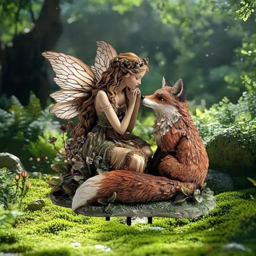 MUMQAQ Piquets de jardin féérique - Décoration plate - Piquet de jardin en acrylique 2D - Accessoire de jardin féérique - Statue d'elfe - Ornements pour pot de plantes, cour, pelouse