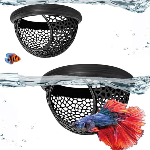 DYHNQE 2 Pcs Floating Aquarium Hide, Betta Fish Rest Accessories Fish Tanks Caves Ornament Decorations Accessory for Fishes and Shrimp Fishes Encourages Breeding