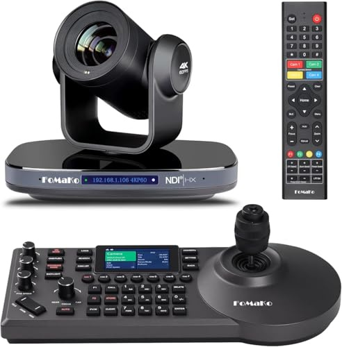 FoMaKo 4K 60FPS NDI Camera 20X Optical Zoom + NDI IP PTZ Controller, PTZ Camera Bundle Kit(K820N+KC608 pro)