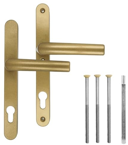 Türgriff/Türdrücker/Türklinke/Drückergarnitur DHS 92mm (Schildbreite 28mm) - Gold F4