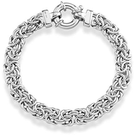 Miabella Italian 925 Sterling Silver, 18Kt Gold Plated 9mm Byzantine Bracelet for Women, Handmade in Italy (sterling silver, Length 7.0 Inches (x-small))