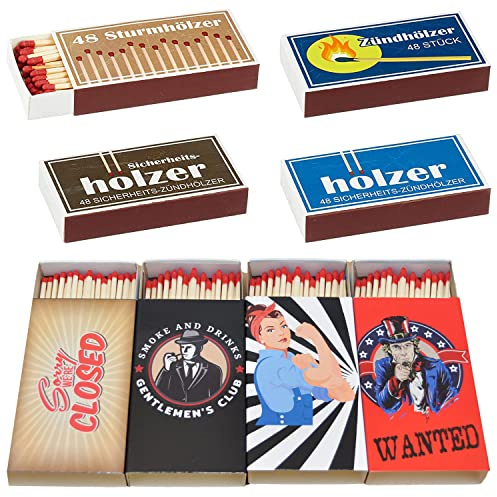 jameitop®🔥 8 x 45er Schachteln Streichholzschachteln, 10cm Vintage Werbung Sturmhölzer Retro Nostalgie Streichhölzer Zündhölzer