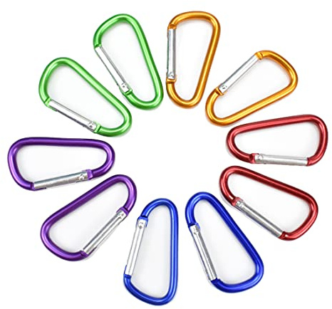 Syolee 10 Pcs Large Carabiner D Ring Clip Hook Durable Keychain Camping Accessories for Outdoor, Fishing, Hiking, Traveling