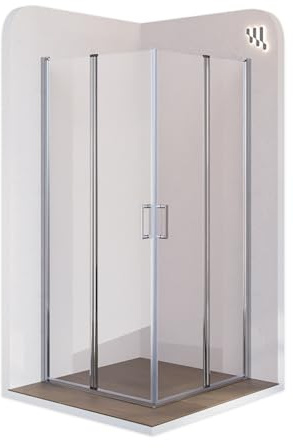 Moments of Glass Duschkabine ALINA mit Falttüren 85x85 cm Höhe: 180 cm, Eckduschkabine Falttürkabine aus durchsichtigem 6 mm NANO ESG Sicherheitsglas - DK60