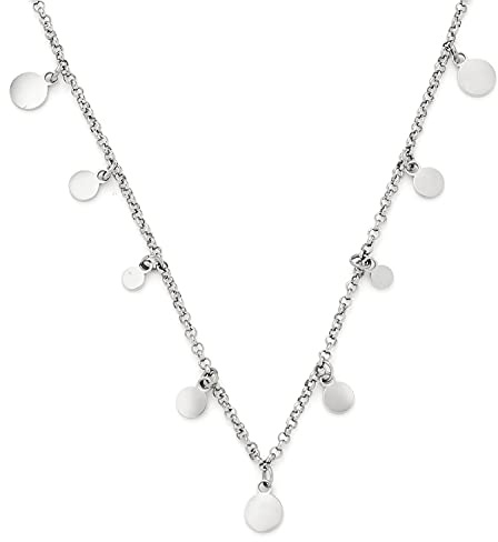JEWELS BY LEONARDO Collier Ciao Rica • Chaîne en acier inoxydable argenté • Chaîne fine à pois avec pendentifs en forme de plaquettes de différentes tailles • 40-45 cm de longueur • Bijou cadeau pour