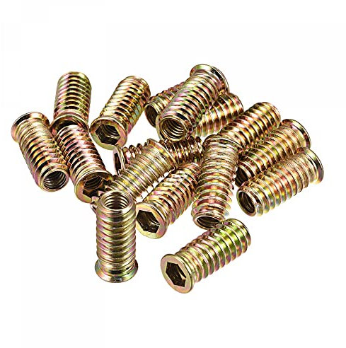 sourcing map M8x30mm Threaded Inserts for Wood Hex Socket Drive Furniture Screw-in Nut 48pcs