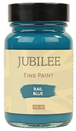 Guild Lane Jubilee Furniture Paint - Rail Blue 60ml - Multi-Surface Paint for Wood, Metal, Glass & More - Durable, Water-Based, Soft Sheen Finish - No Primer or Wax Needed