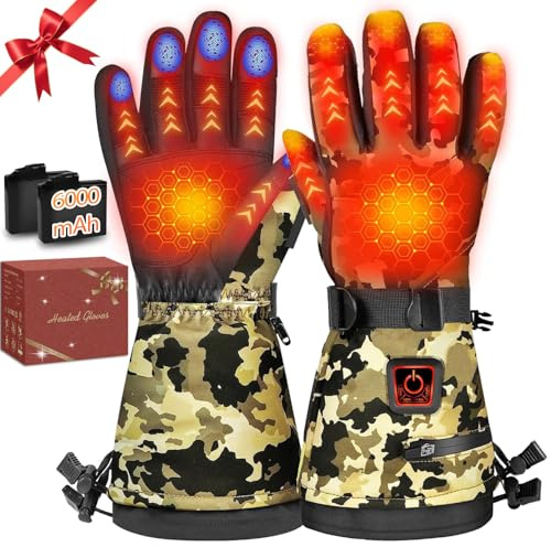 MADETEC Heated Gloves for Men Women, 7.4V 22.2WH Winter Gloves Upgraded Rechargeable Battery, Waterproof & Windproof Electric Heated Glove, Camo Glove for Camping Fishing Hunting Motorcycle