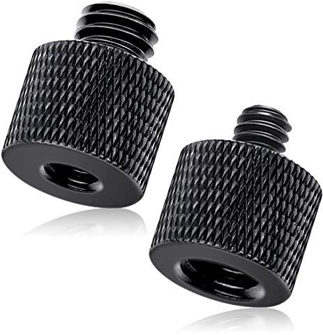 2 Stück Stativ Schraube Adapter, Gewindeadapter 3/8“ auf 1/4“ & 1/4“ auf 3/8“Aus Aluminiumlegierung, für Kamera-Lautsprecher, Stativ, Mikrofonständer, Monitor(Schwarz)