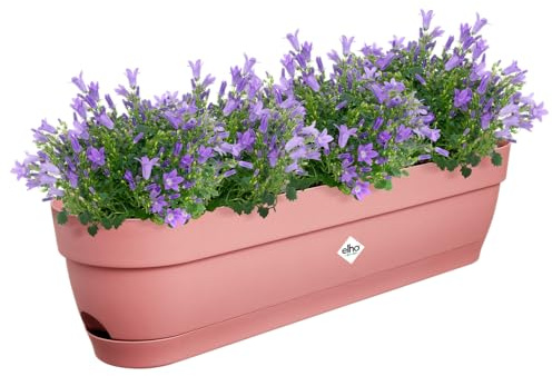 elho Vibia Campana Balkonglåda 70 med vattenreservoar – blomkruka balkong – 100% återvunnen plast – Ø 69,0 x H 17,0 cm – rosa/puderrosa
