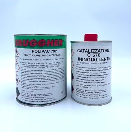 BRUGGHER VERNICE POLIURETANICO BICOMPONENTE SMALTO (1KG+0,5 CAT, TRASPARENTE OPACO)