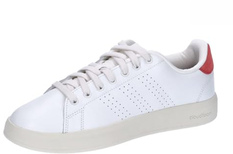 adidas Herren Advantage Premium Leather Shoes, core white/core white/bright red, 42 EU